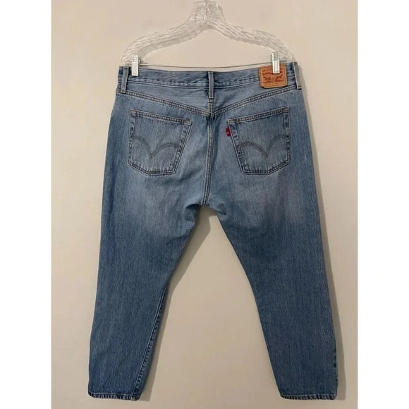 Levis 501 CT Jeans Men’s 36x27 Blue Button Fly Tapered Medium Wash Distressed - Picture 4 of 15